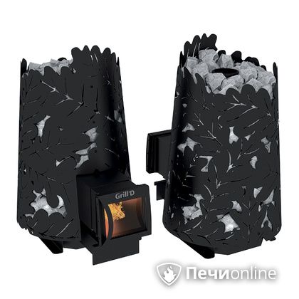 Дровяная печь-каменка GrillD Dubravo 180 long black в Твери