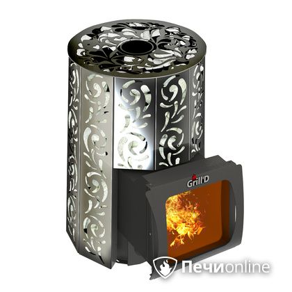 Дровяная печь-каменка GrillD Violet window short Max Жадеит 80 в Твери