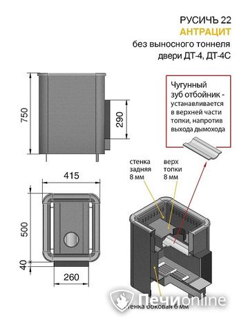 Дровяные печи-каменки Везувий Русичъ Антрацит 22 (ДТ-4) без выноса в Твери