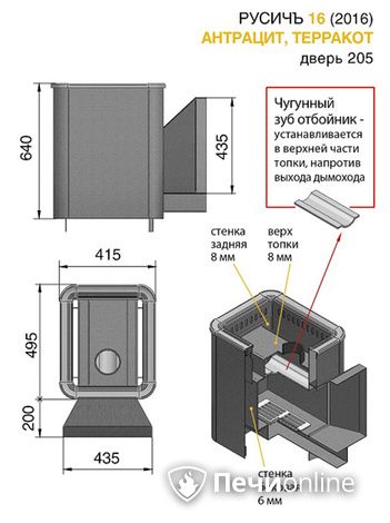 Дровяные печи-каменки Везувий Русичъ Антрацит 16 (205) 2016 в Твери