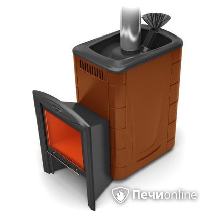 Дровяная банная печь TMF Гейзер 2014 Inox Витра  Терракота в Твери