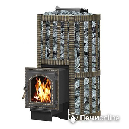 Дровяная банная печь Везувий Ураган Ковка 22 (270) с закрытой каменкой чугун в Твери