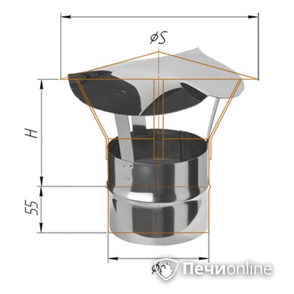 Дымоход Феррум Зонт нержавеющий 0.5 d-150 по воде в Твери