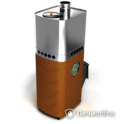 Дровяная банная печь TMF Бирюса 2013 Carbon терракота с закрытой каменкой в Твери